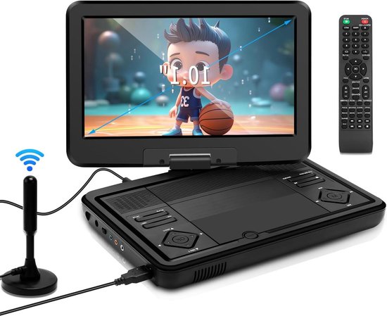 Draagbare DVD speler - Televisie Scherm - Onderweg Entertainment - Ingebouwde TV Tuner - 10.1 Inch - Zwart