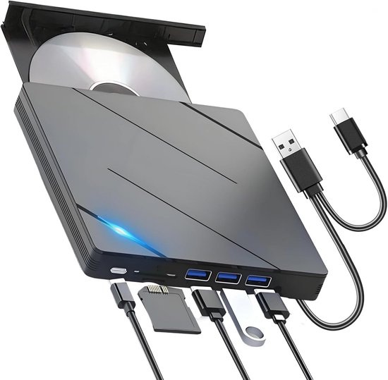 Draagbare Externe CD/DVD Brander met USB 3.0 en Kaartlezers
