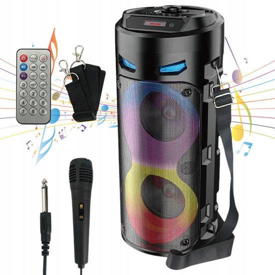Draagbare Karaoke Box 40W - Bluetooth Speaker met 2 Microfoons & RGB Licht - Voor Feesten en Camping van N-GEAR