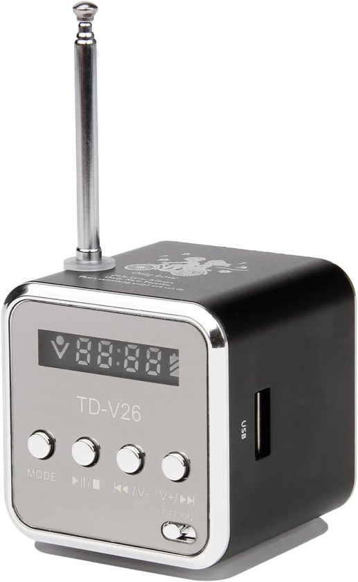 Draagbare Mini Bluetooth Luidspreker met FM Radio – Ondersteunt USB, SD & TF Geheugenkaart, MP3 Audiospeler, Kleur Zwart