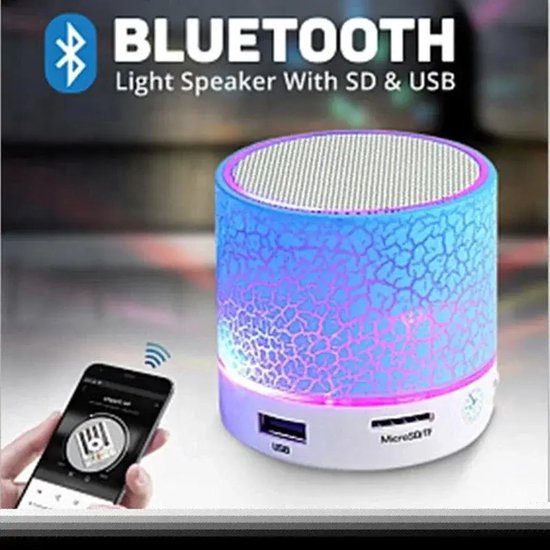 Draagbare mini-Bluetooth-luidspreker, RGB-kleurverlichting, IPX5-waterbestendig, tot 12 uur afspeeltijd, Bluetooth-luidspreker met USB-ondersteuning, Geschikt voor buiten, binnen, op reis, op het strand en op de camping, wit. van Merkloos
