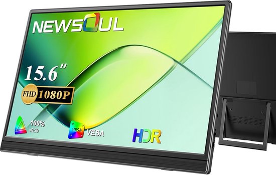 Draagbare Monitor 15.6 inch FHD 1080P IPS HDR - USB-C & HDMI voor Laptop, PC, PS5, Switch