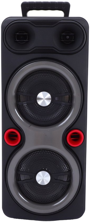 Draagbare Outdoor Speaker - 2x 6.5" Bas, RGB Verlichting, TWS, Karaoke Microfoon - Zwart van Merkloos
