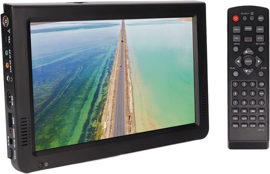 Draagbare Televisie - Kleine TV - Entertainment Onderweg - Ingebouwde Batterij - 10 Inch Scherm - Zwart
