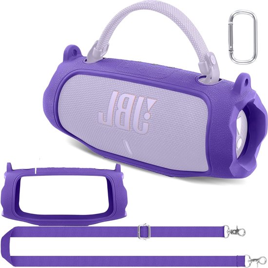 Draagbare Ultralichte Silicone Beschermhoes voor JBL Charge 6 Bluetooth Speaker met Carabiner en Schouderriem, Ideaal voor Reizen en Bescherming