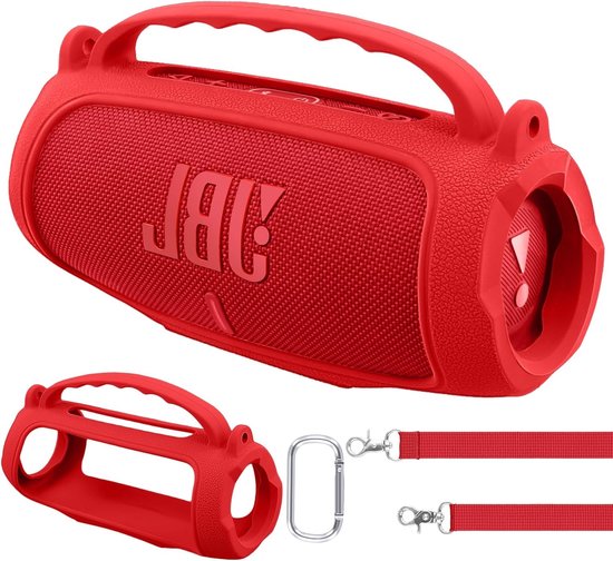 Draagbare Waterdichte Bluetooth Speaker Hoes, Zachte Reiskoffer met Schouderband, Beschermhoes voor JBL Charge 5 (Rood)