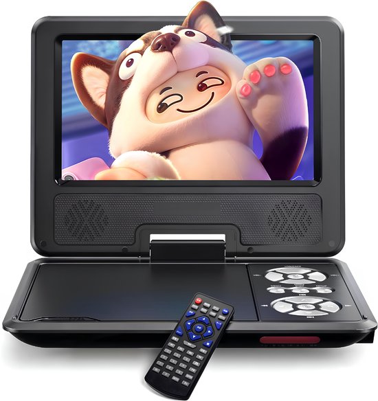 Draagbarer Dvd Speler - Draagbare Dvd Speler met Scherm - Draaibaar Scherm - Zwart - 21cm x 16cm x 4cm