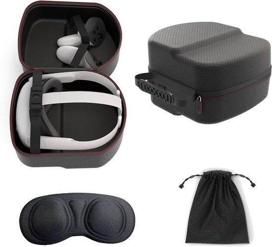 Draagtas Geschikt voor Meta Quest 3S / Quest 3 / Quest 2, harde draagtas opslag voor Oculus Quest 2 VR-headset en controllers met zwarte (compatibiliteit met hoofdband naar keuze)