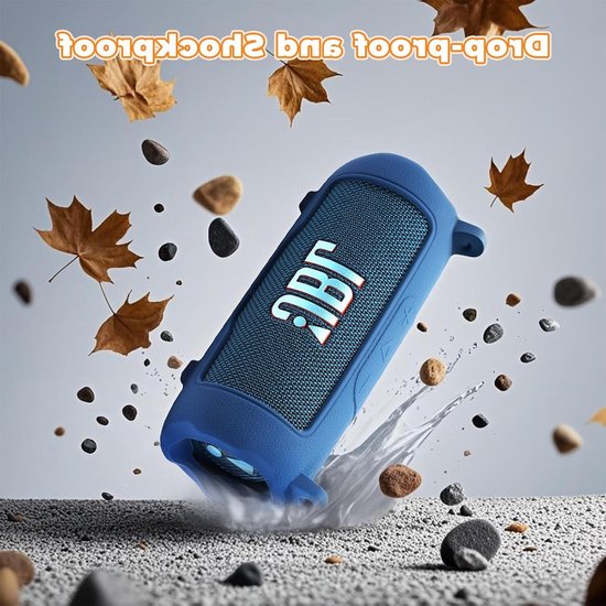 Draagtas van silicone voor draadloze Bluetooth speaker met afneembare schouderriem - Geschikt voor JBL Flip 7 - Bescherming, draagbaarheid en stijl in één (Blauw) van Merkloos