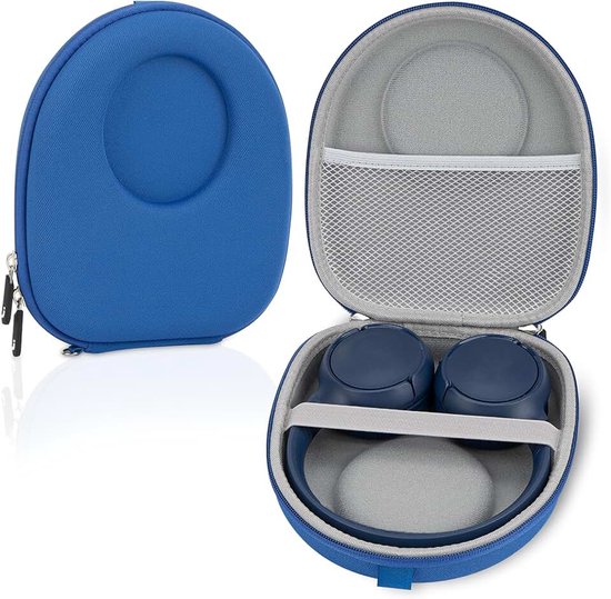 Draagtas voor hoofdtelefoon, compatibel met JBL T600BTNC, Live 400BT, Tune 500BT, T450BT, E45BT hoes, beschermende harde reistas met kabel, opladeropslag (blauw)