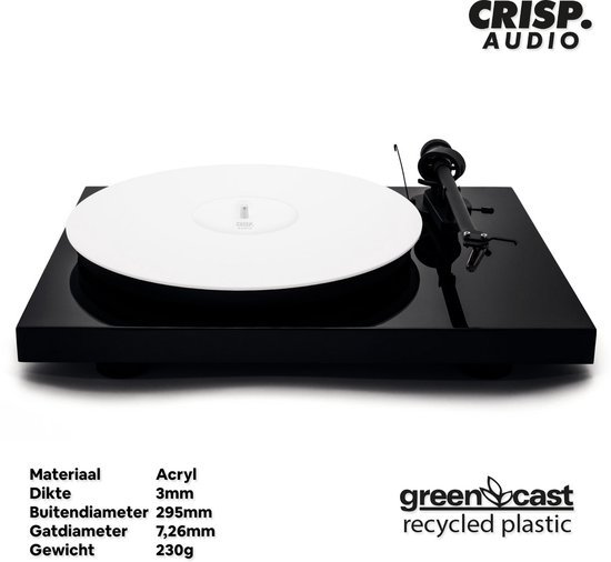 Draaitafel mat - Acryl - Mat Wit- Crisp Audio - Slipmat 12 Inch - Platenspeler