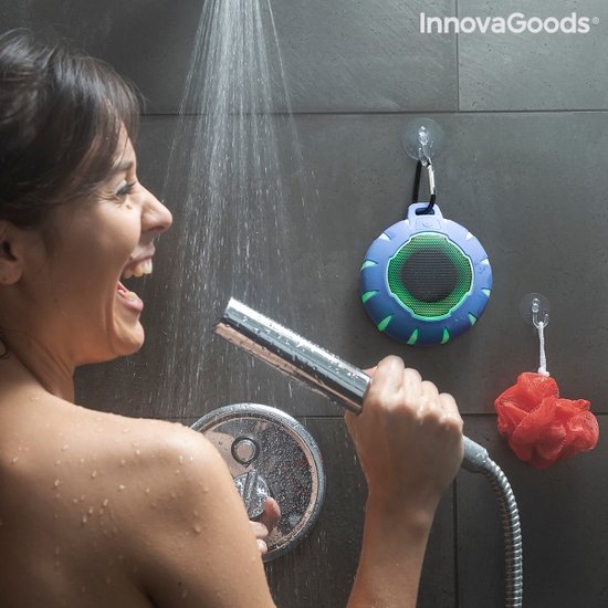 DRIJVENDE DRAADLOZE LUIDSPREKER MET LEDS FLOAKER OP HET WATER - Bluetooth speaker waterdicht - Bluetooth speaker douche - Douchebox - Douchespeaker - Speaker douche van Floaker