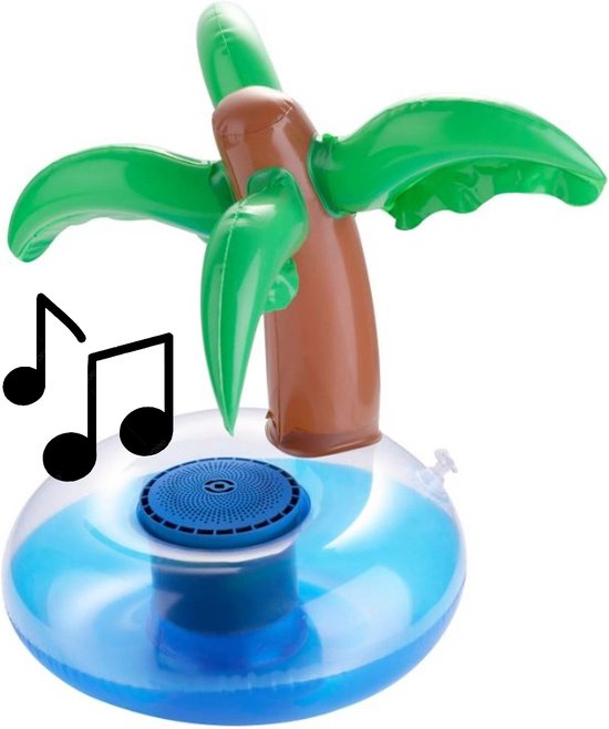 Drijvende Zwembad - Bekerhouder - Zwembadspeaker - Palmboom Eiland- Bluetooth - 21x21x25 cm