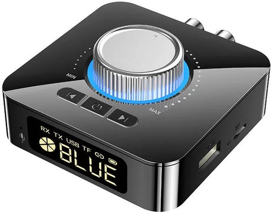 DrPhone AudioBridge Bluetooth 6.0 Adapter – Zender & Ontvanger – AUX RCA – USB microSD – Display – Afstandsbediening - Zwart