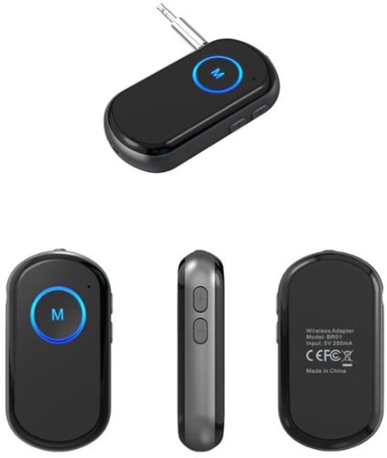 DrPhone Bluetooth 5.0 Audio Adapter Zender & Ontvanger (TX/RX) – Draadloze AUX Bluetooth Receiver/Transmitter voor Auto, TV, PC en Speakers – Handsfree Bellen – 3.5mm – Zwart