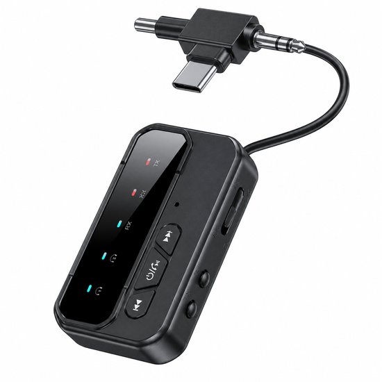 DrPhone BTConnect Bluetooth 5.4 Audio Adapter – Zender & Ontvanger – AUX 3.5mm – TV Auto Speaker