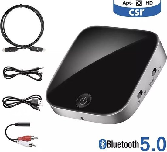 DrPhone Skylink AptX HD Bluetooth 5.0 Zender en Ontvanger - Low Latency / Minimaliseer Vertragingen - RX / TX Ontvanger / Headphones TV / Desktop PC Surround Systeem van DrPhone