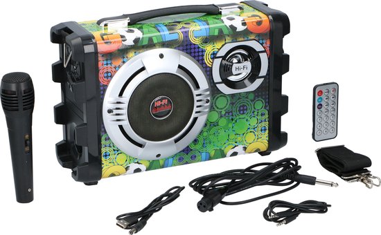 Dunlop Bluetooth Speaker - 20 Watt- Afstandsbediening - Microfoon - Draagriem - Voetbaldesign van Dunlop