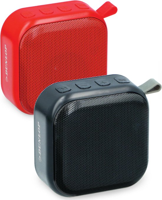 Dunlop Mini Speaker - Draadloos - Met Lus - 400mAh - Zwart/Rood van Dunlop
