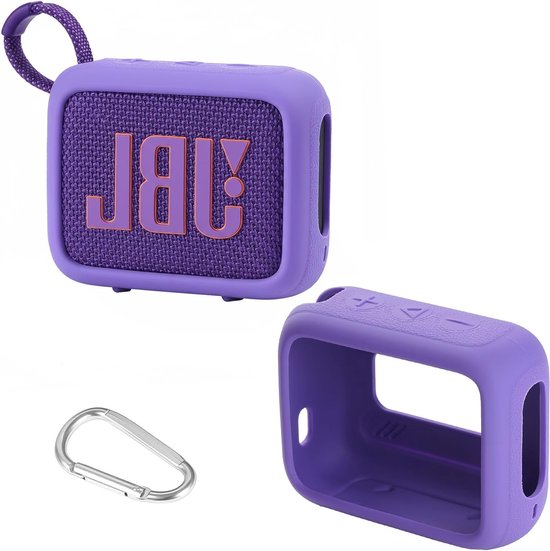 Duurzame Siliconen Beschermhoes voor Draagbare Bluetooth Speaker - Geschikt voor JBL GO 4 - Paars, Schokbestendig en Waterdicht