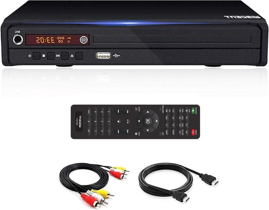 DVD CD Speler - Mediaspeler TV - Films Muziek Kijken - Regiovrij Afspelen - Compact Formaat - Zwart