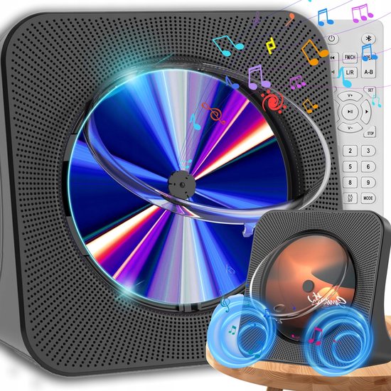 DVD Speler - 6-in-1 Multifunctionele DVD/CD-speler - Dubbele luidsprekers - Wit met HDMI & Bluetooth 5.0 - Voor Thuisbioscoop en Kinders