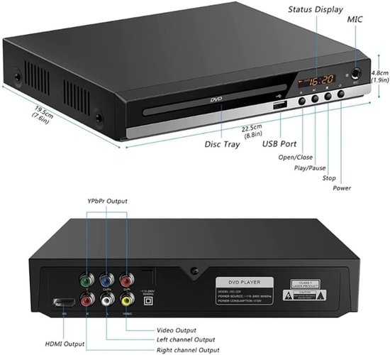DVD-speler met 1080p HDMI, Dolby Digital en USB-aansluiting