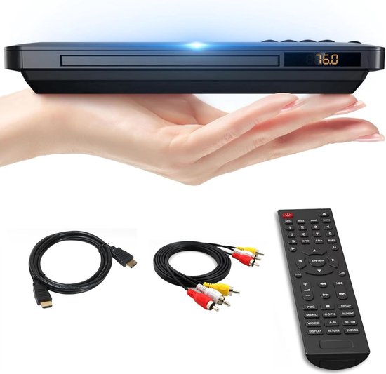 DVD Speler met HDMI - DVD Speler - DVD Speler HDMI - DVD Speler Laptop - Zwart - 1080P - Inclusief HDMI Kabel - Met afstandsbediening - DVD en CD speler - Compact