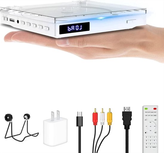 DVD Speler met HDMI - Externe DVD Speler 1080P - Blu Ray Spelers – Portable - Wit