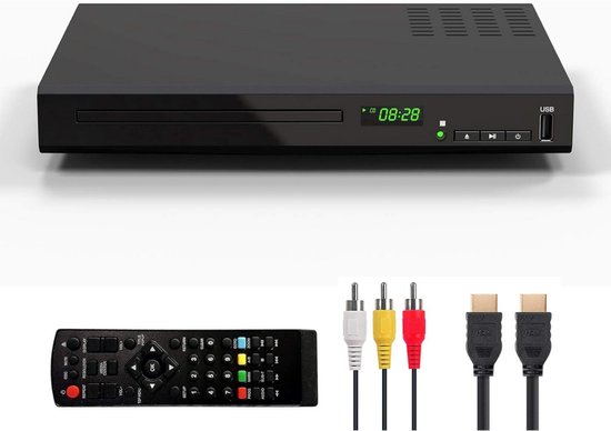 Dvd Speler Met HDMI - Geschikt Voor Divx Ultra, Mpeg1, Mpeg2, Mpeg4 - Full Hd - Regiovrij - Inclusief HDMI En Afstandsbediening - Dvd En Cd Speler - Usb - Inclusief Afstandsbediening - Dvd Films
