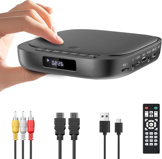 Dvd-speler voor tv, HD 1080p, regio, met USB/TF-kaartingang Hdmi/RCA-kabel, dvd-speler voor tv geïntegreerd PAL/NTSC