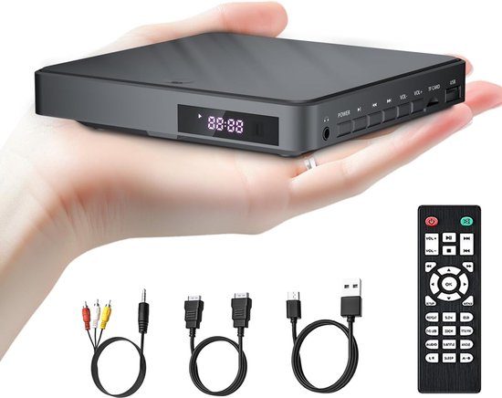 Dvd-speler voor tv, HDMI-video met USB/TF-ingangen, foutcorrectie, ruisonderdrukking