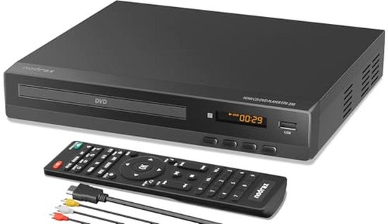 DVD-speler voor TV met HDMI, CD-speler voor thuis, speelt alle regiovormen, USB-poort, afstandsbediening en kabels inbegrepen