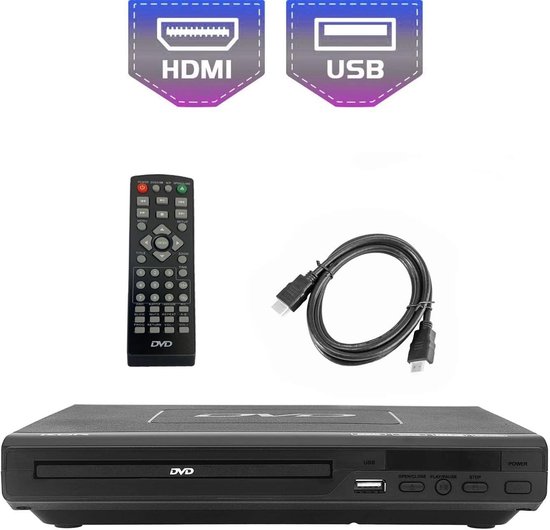 DVD-Speler voor TV met HDMI en USB – CD/DVD/MP3 Speler met Afstandsbediening – Inclusief HDMI- en AV-Kabels – Compacte Mediaspeler