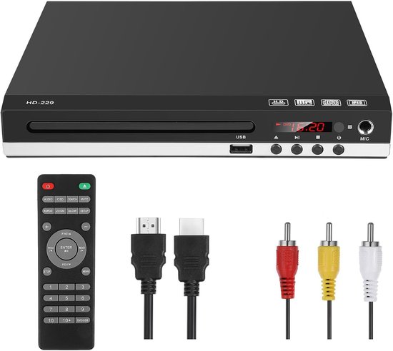 DVD-Spelers - 1080P HD DVD-Speler Voor TV - Mini-CD-Speler - Met Afstandsbediening HDMI/USB/AV-Aansluiting