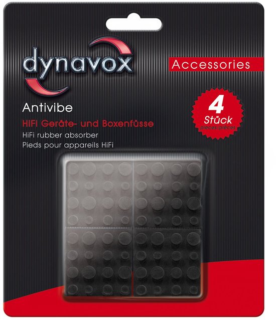 DYNAVOX Antivibe apparaatvoeten-set 4 stuks, rubber, 40x40 mm