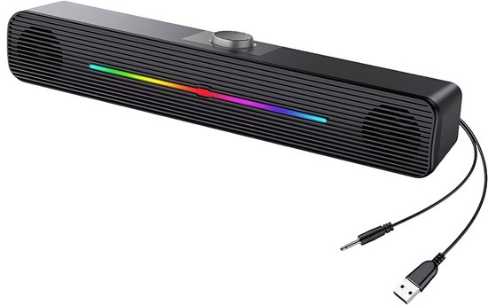 E-1407 computerluidspreker - Stereo soundbar voor computers - Met USB-poort, RGB-verlichting en subwoofer - Computerluidsprekersysteem - Bedrade versie - Kunststof