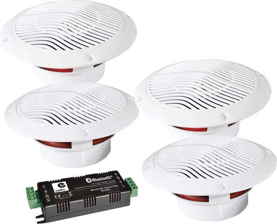 E-audio B403BL waterdichte badkamer met 4x speaker en Bluetooth versterker van E-Audio