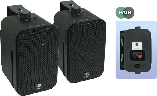 E-Audio B418B 3,5" 2-weg miniluidsprekers met ophangbeugel (8 Ohm 100 W) - Set van 2 - Zwart