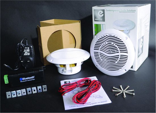 E-Audio Bluetooth Plafond Speaker Set - 2 witte speakers - 1 bluetooth module van E-Audio
