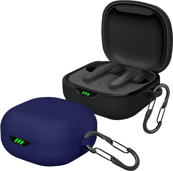 EasyBee beschermhoes voor JBL Live Pro+ TWS, ultradun, schokbestendig, vloeibare siliconen case, bluetooth hoofdtelefoontas, zwart en blauw