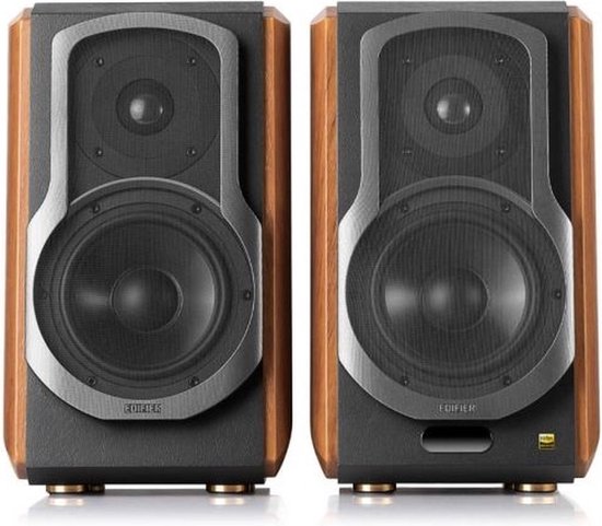 Edifier: S1000W Actieve Wifi Boekenplank speakers - 2 stuks - Zwart/Bruin van Edifier