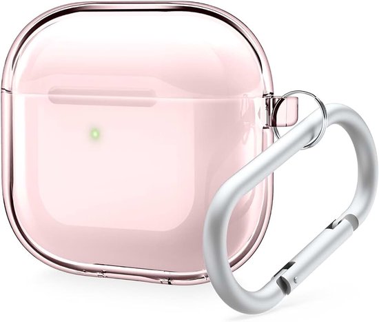 Elago Clear Case for AirPods 4 | Carabiner Included, Reduced Yellowing, Wireless Charging, Shock Resistant (Lovely Pink)