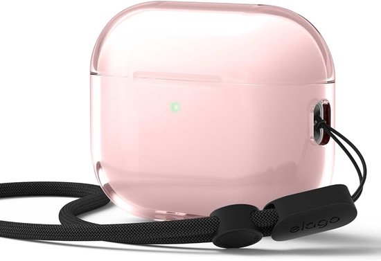 Elago Clear Case for AirPods Pro 3 | Lanyard Included, Strap Included, Reduced Yellowing, Shockproof, Full Protection (Lovely Pink)