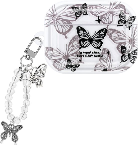 Elegante Beschermhoes voor AirPods Pro 3 met Vlinderpatroon - Transparante TPU, Schokbestendig en Stofdicht Accessoire voor Vrouwen