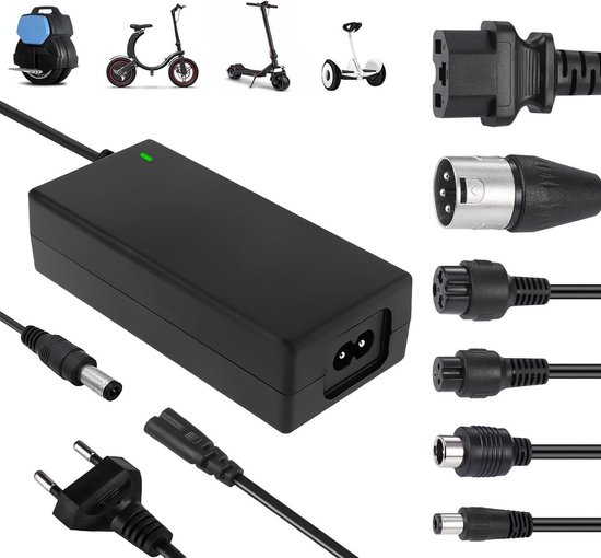 Elektrische Fietsoplader - Oplader Voor Elektrische Steps - 36V/42V 2A Universele Oplader - Met 6 Batterijlader Connectoren - Acculader - Hoverboard Drift Trikes -Elektrische Scooter Hoverboard Loopfiets - Geschikt Voor Xiaomi Mi Mijia M365 - 84W Max van Viixm
