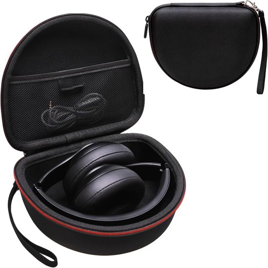 Eva hoofdtelefoon-beschermhoes voor Beats Headphones, 19,5 x 29 cm, zwart, met netvak en zachte pluche voering