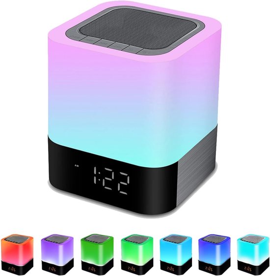 EXCITAT Nachtlampje - Wake up Light - Luidsprekers boxen - Bluetooth luidspreker - Wekker - Draagbare - Dimbaar - Aanraakkleurverandering van Merkloos