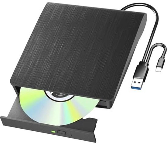 Externe Blu-ray Speler met USB 3.0 en Type-C - Draagbare DVD/BD/CD Speler voor Laptop en PC