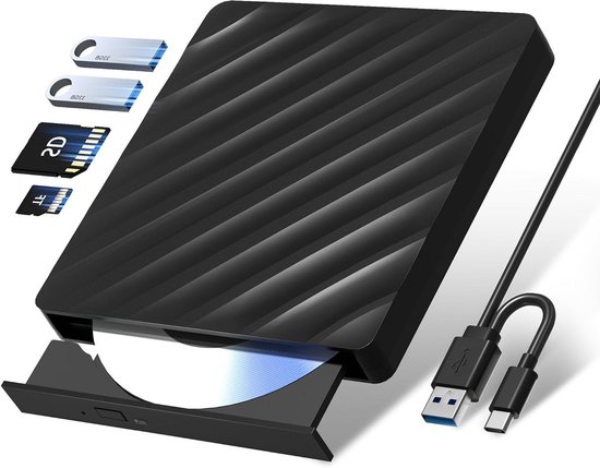 Externe Blu-ray Speler - Optisch Station - Films Kijken - 5-in-1 Multifunctioneel - USB 3.0 Type-C - Zwart
